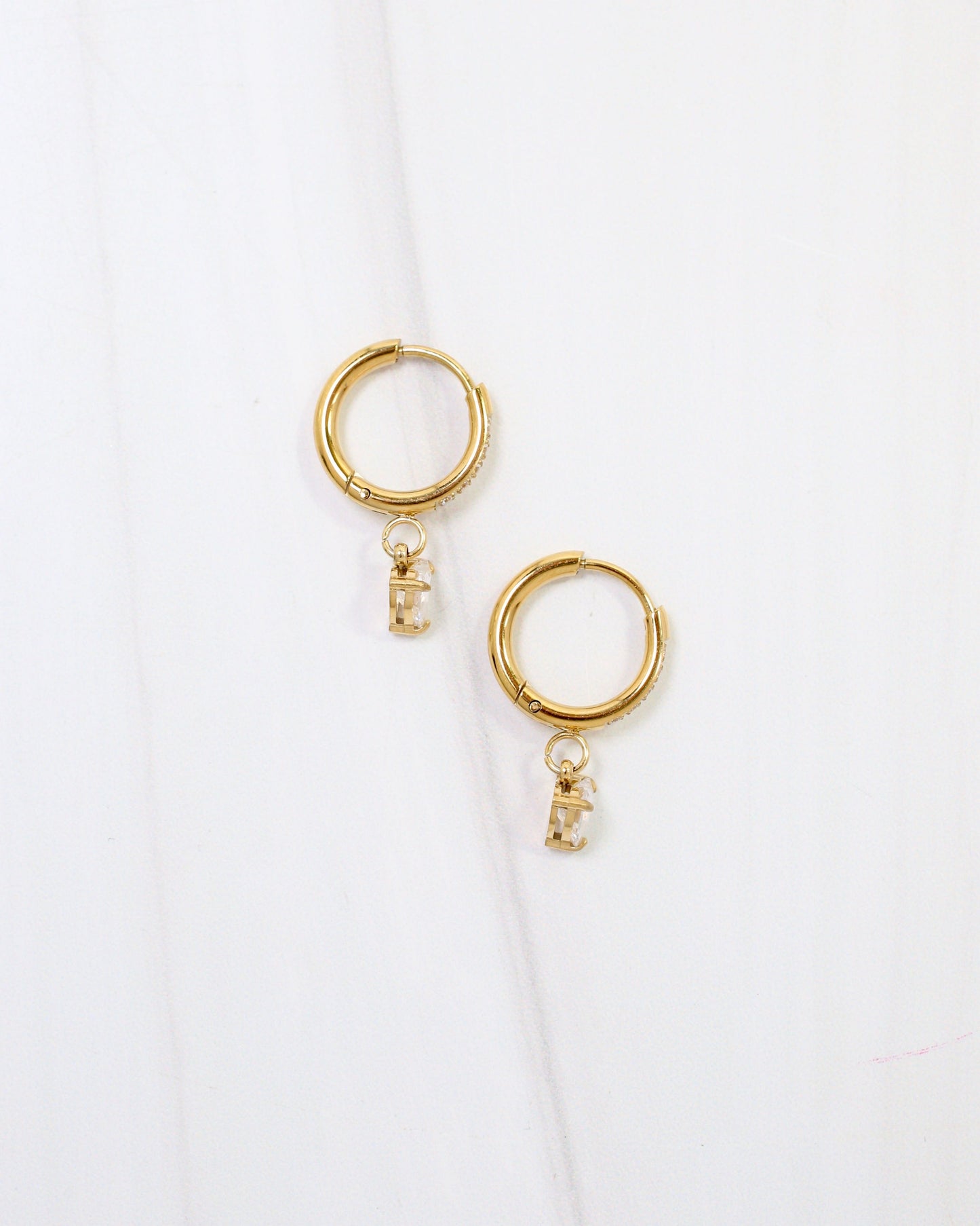 Lenox CZ Heart Huggie Earring Gold