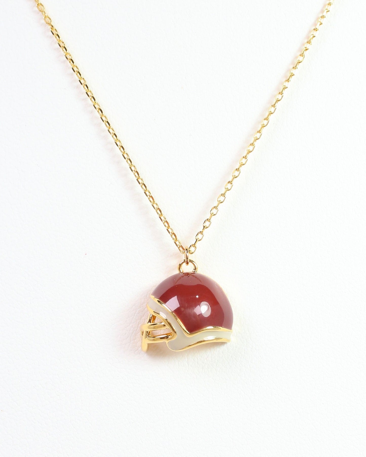 Enamel Helmet Necklace Garnet Gold