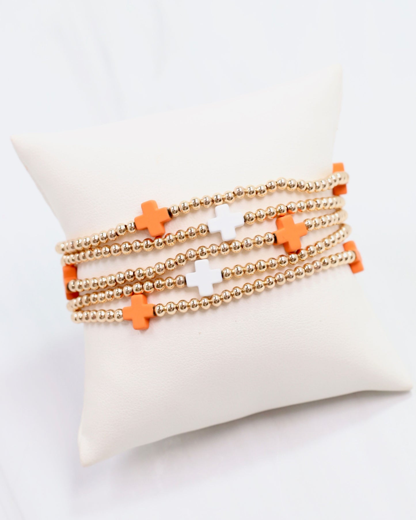 Brittany Cross Bracelet Set Orange White
