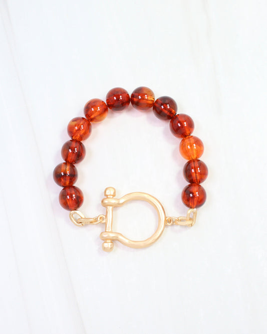 Hines Horsebit Beaded Stretch Bracelet Tortoise