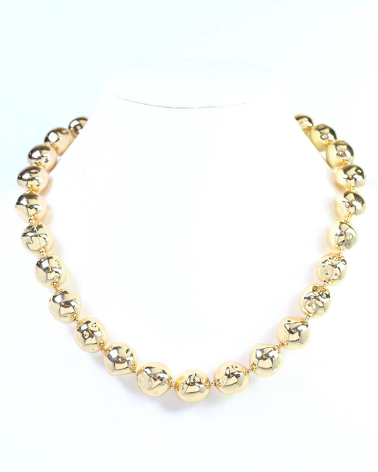 Leston Hammered Beaded Necklace Gold
