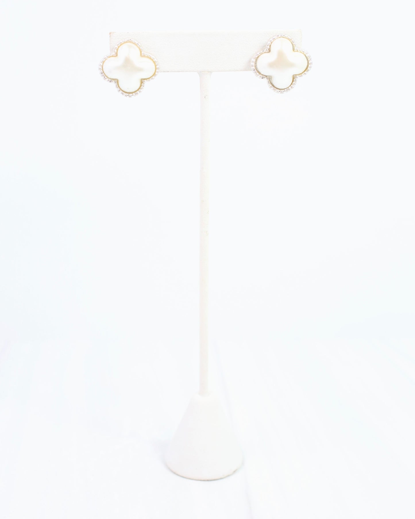 Massey Clover Stud Earring Worn Silver