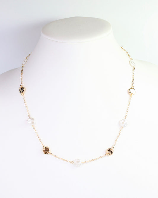 Ranald Pearl Disc Necklace Gold