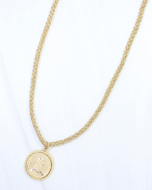 Cameron Cord Necklace Coin Gold