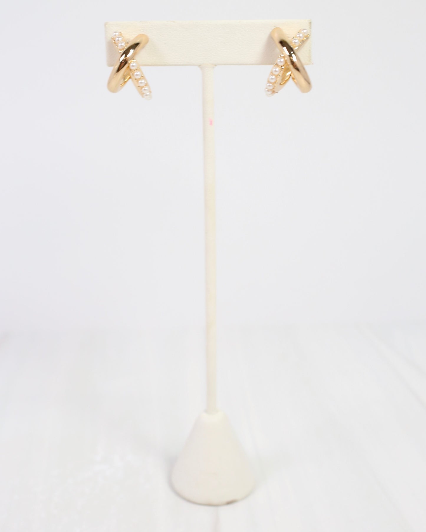 Coleridge Criss Cross Hoop Earring Pearl