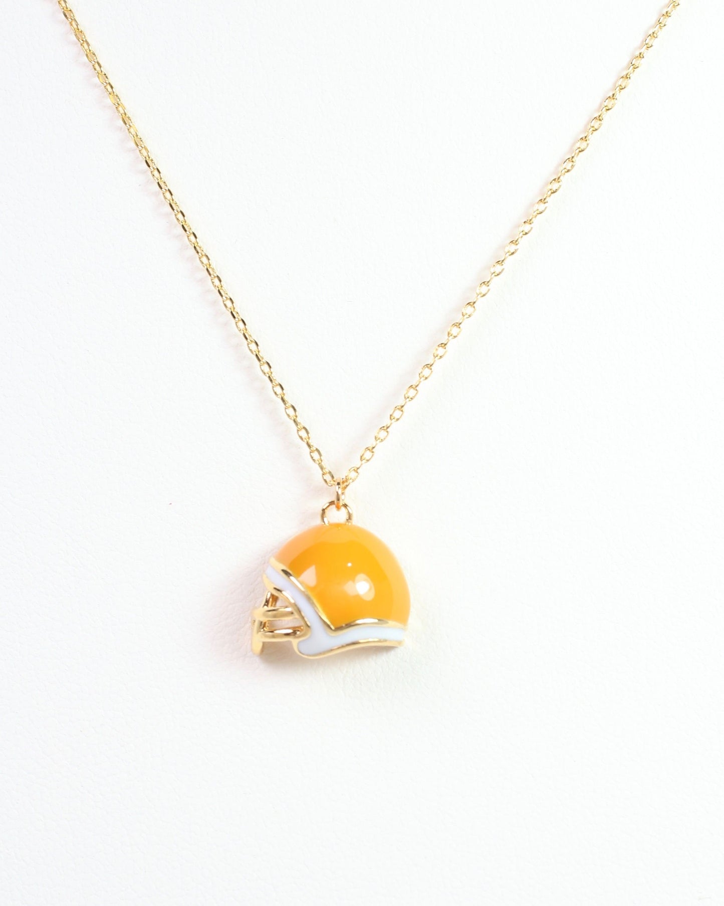 Enamel Helmet Necklace Orange White