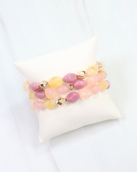 Silver Springs Beaded Bracelet Set Pink Multi