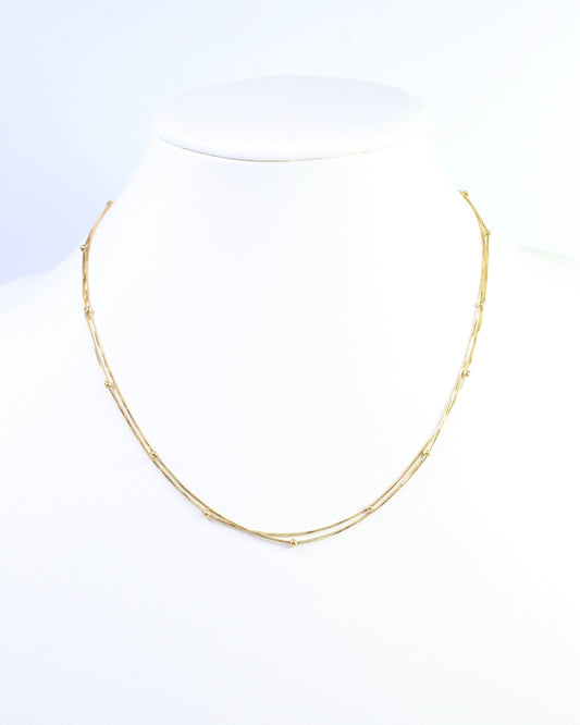 Roslyn Layered Ball Chain Necklace WP Gold