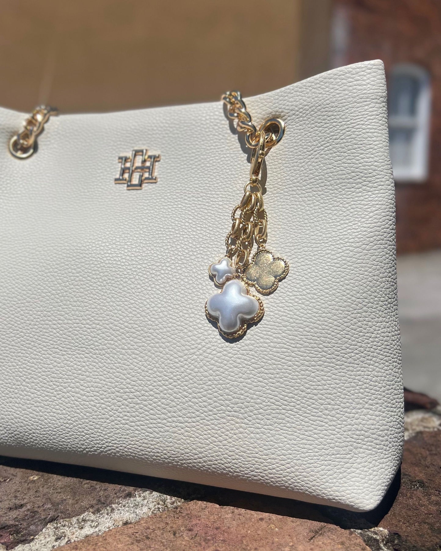 Jasmine Clover Bag Charm Worn Gold