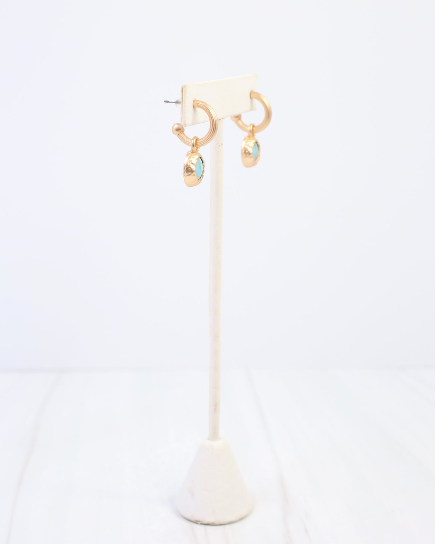 Alma Matte Gold Dangle Earring Turquoise