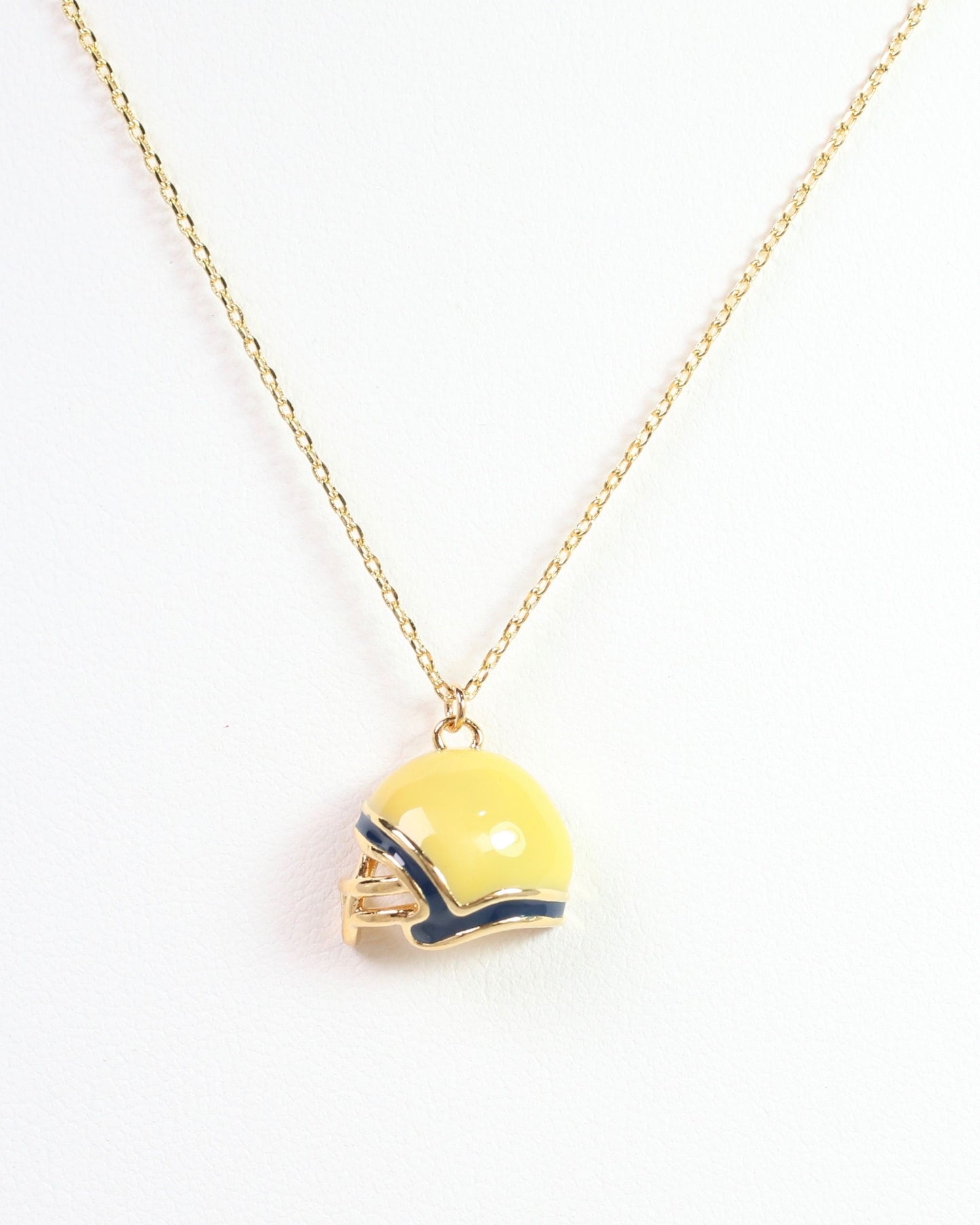 Enamel Helmet Necklace Navy Gold