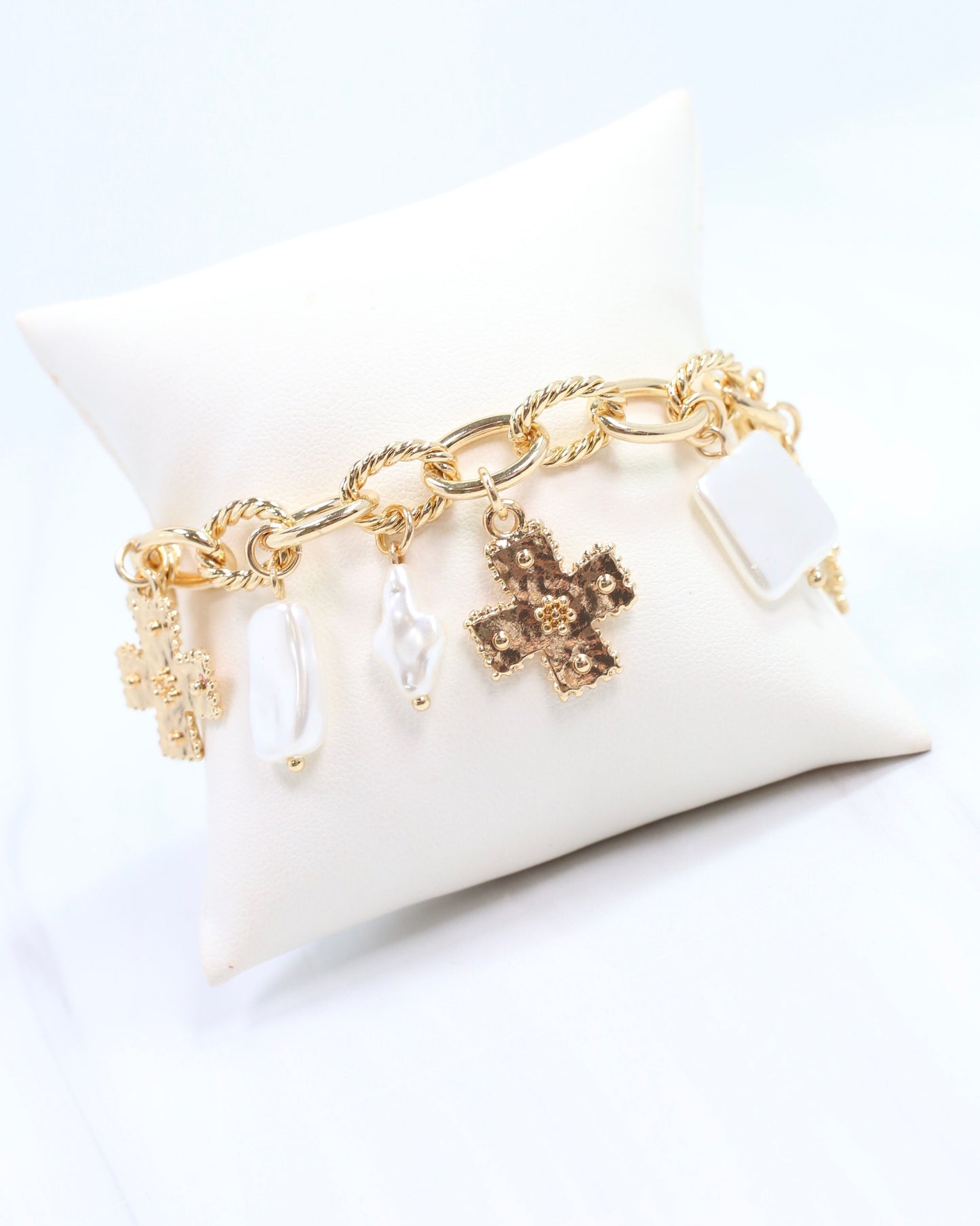 Pearson Cross Charm Bracelet Gold