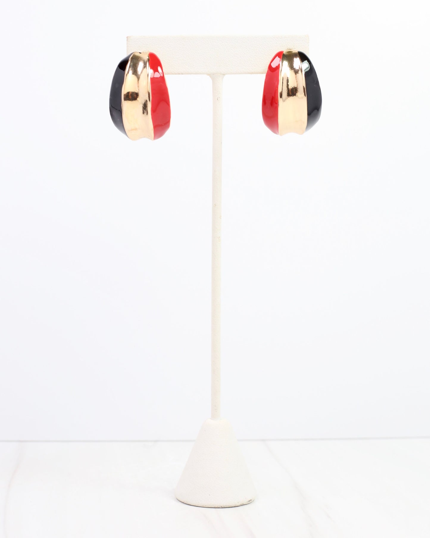 Penney Hoop Earring Red Black