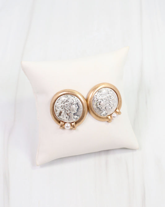 Gosford Coin Earring Worn Gold