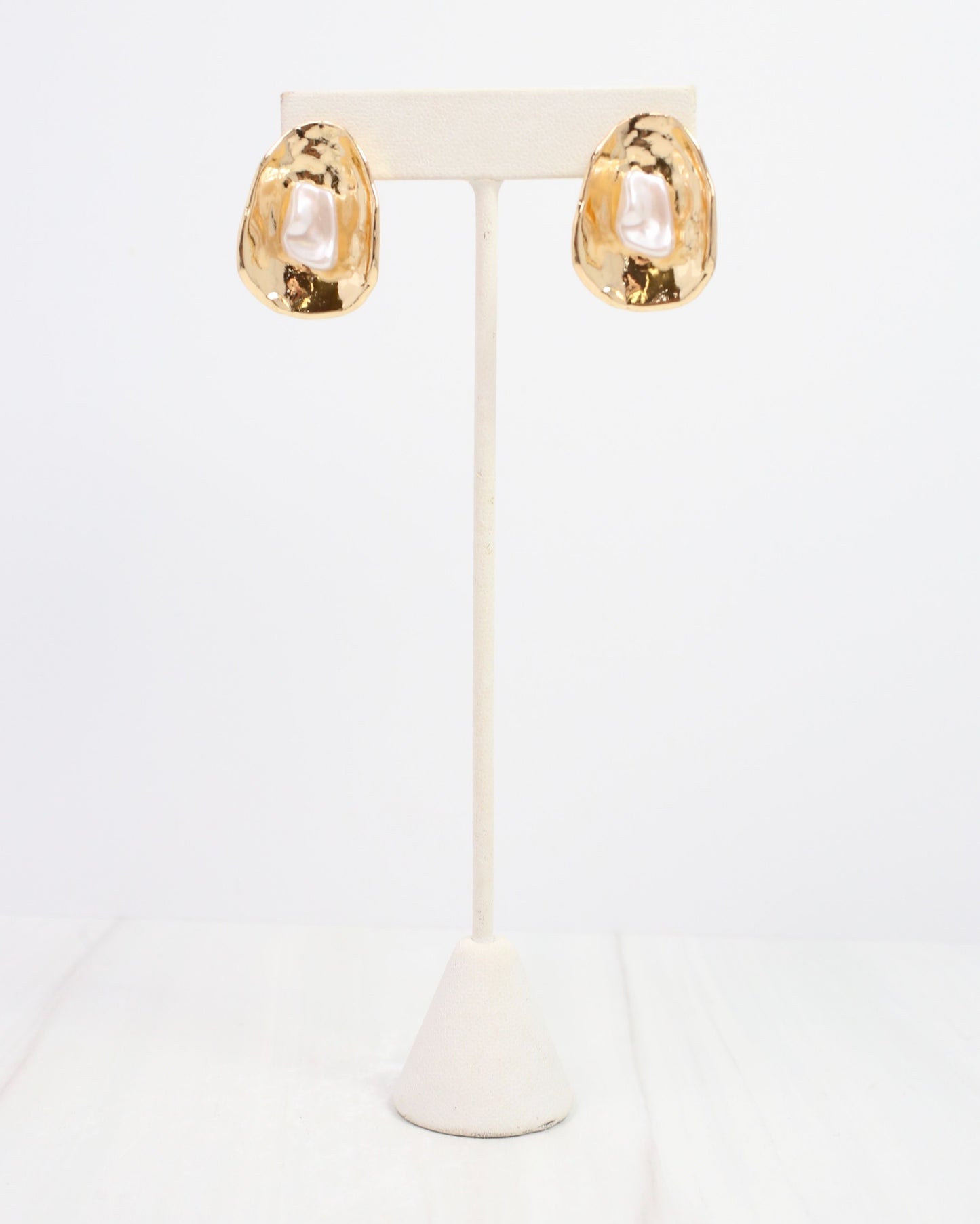 Dauphine Gold and Pearl Post Earring Gold