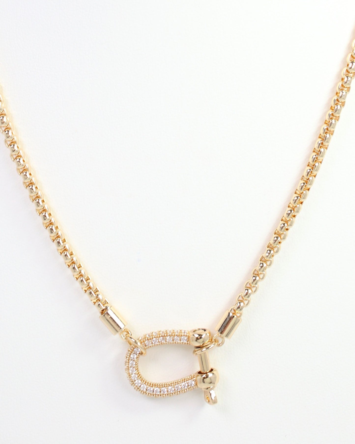 Amana Horsebit CZ Pave Necklace Gold