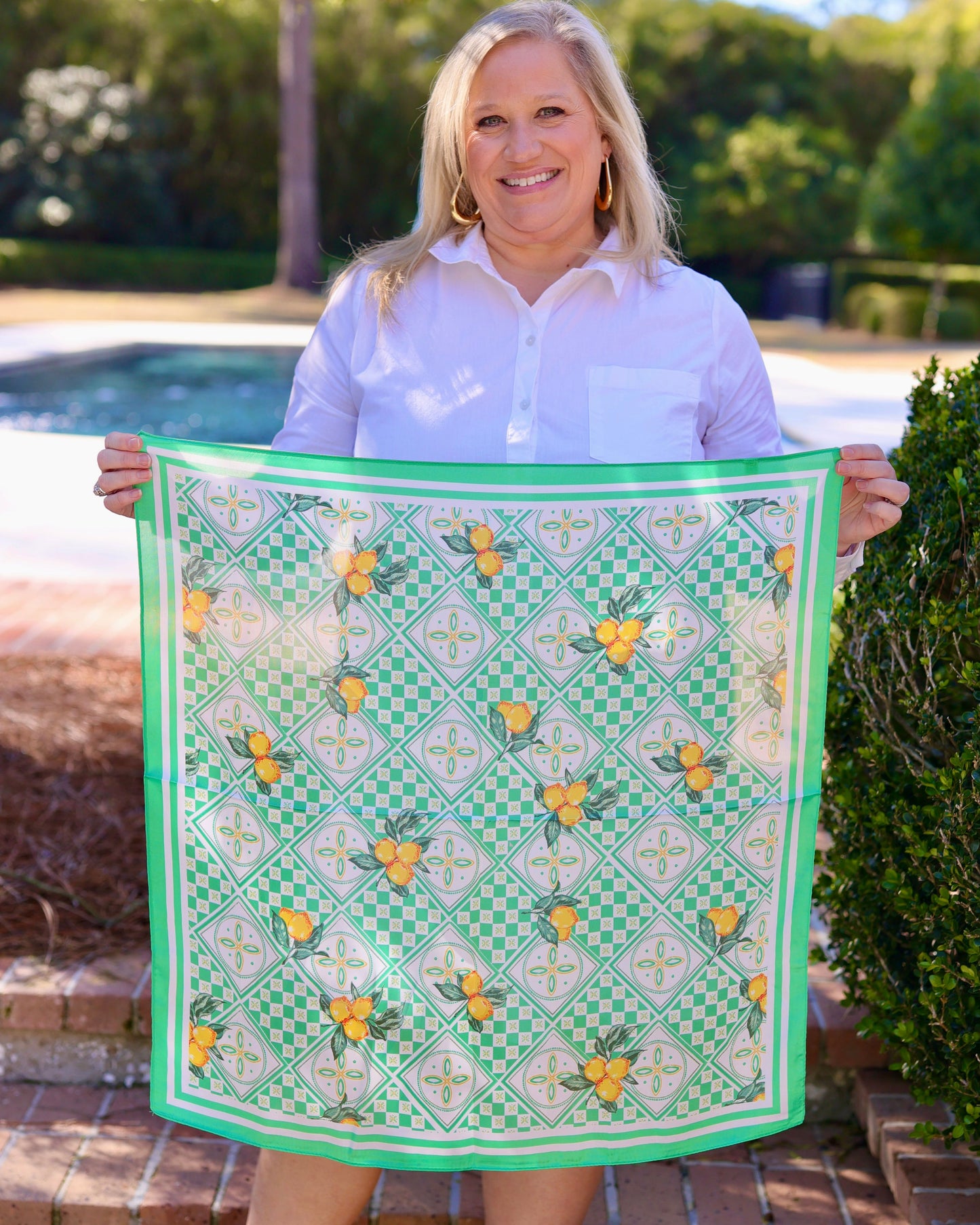 Naples Citrus Print Scarf Green
