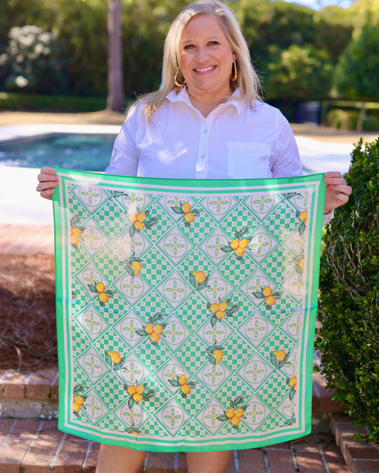 Naples Citrus Print Scarf Green