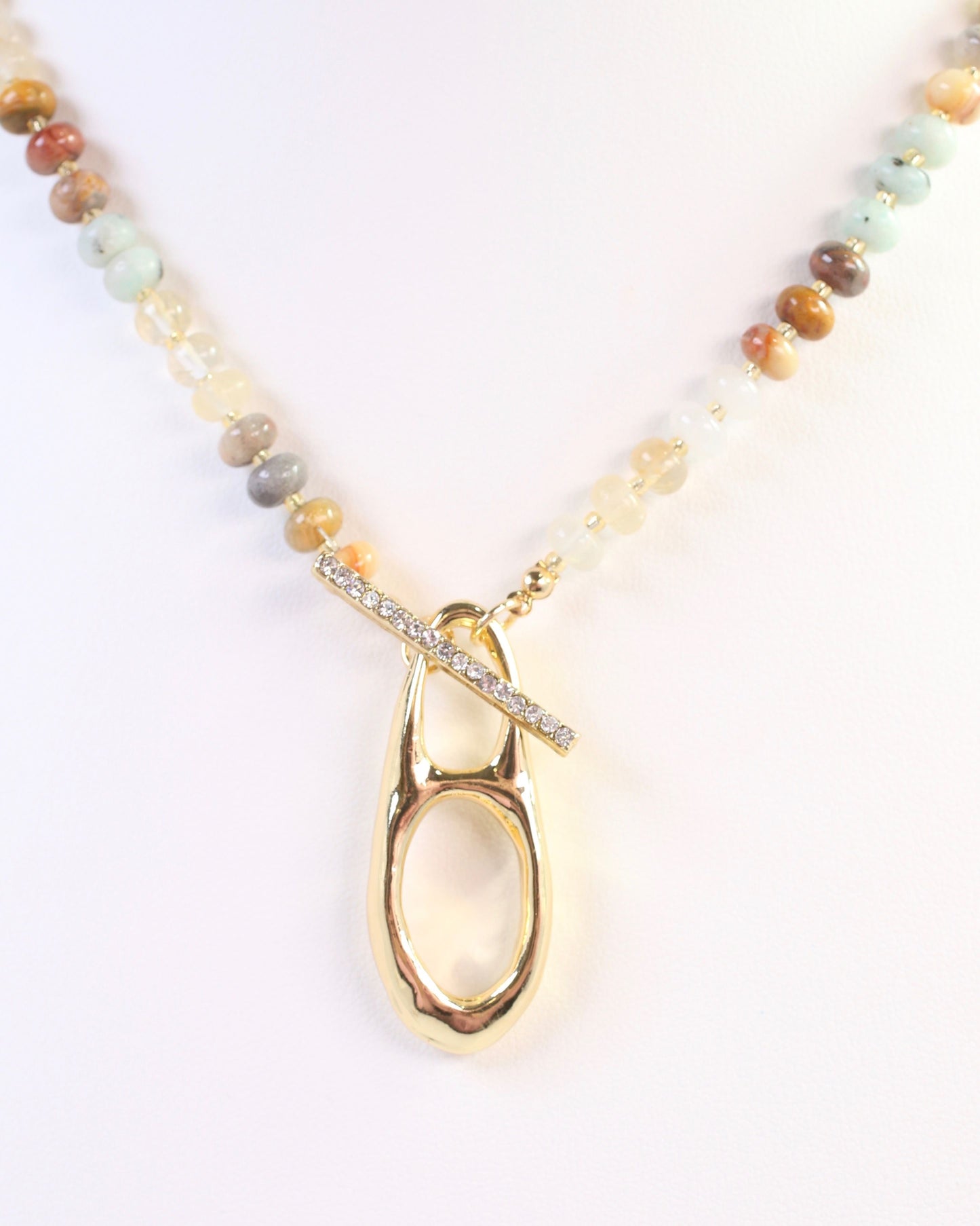 Rives Stone and Crystal Pendant Necklace Natural