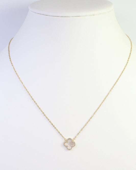Cindy Opal Clover Necklace Gold