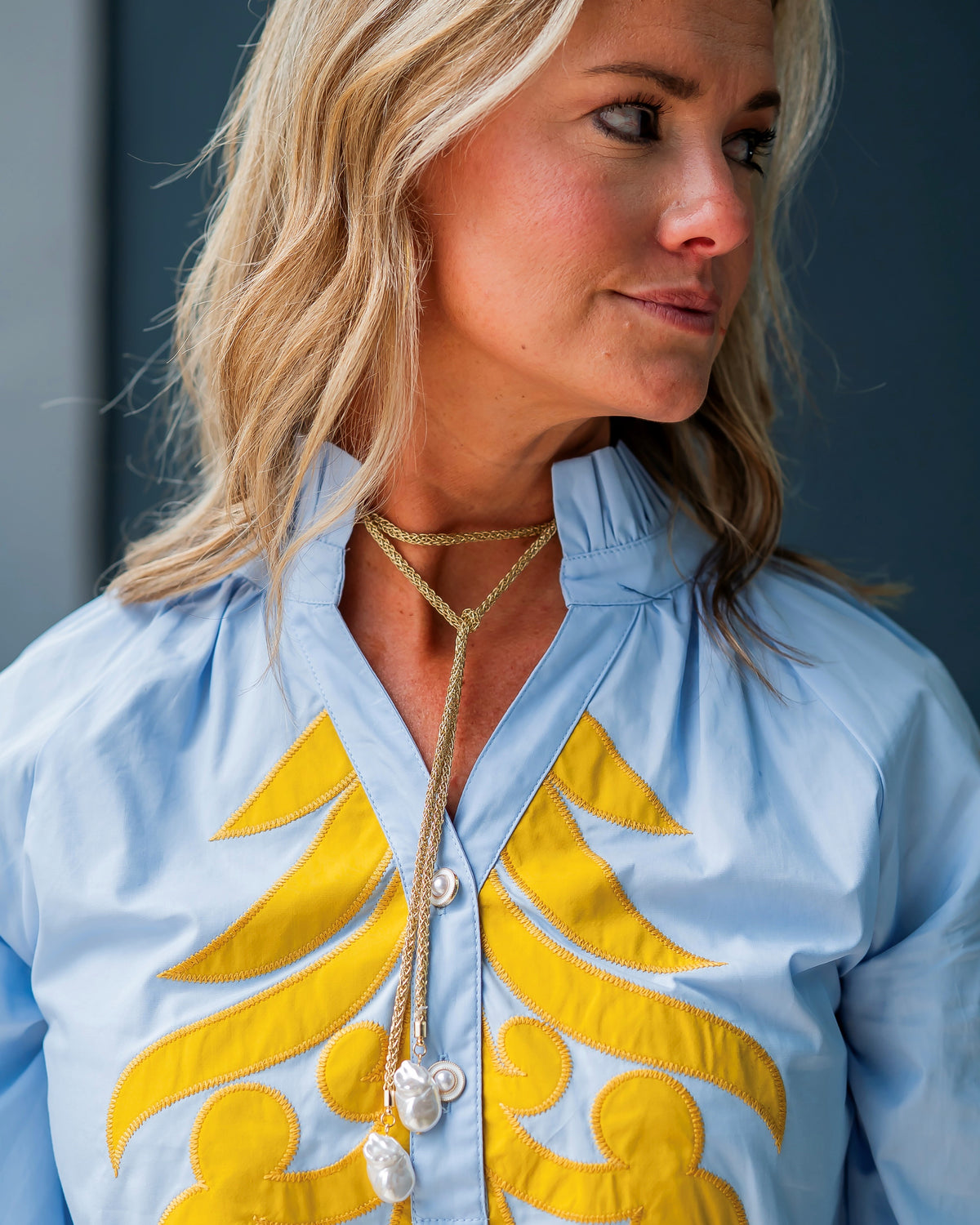 Preston Pearl Mesh Cord Necklace Worn Gold