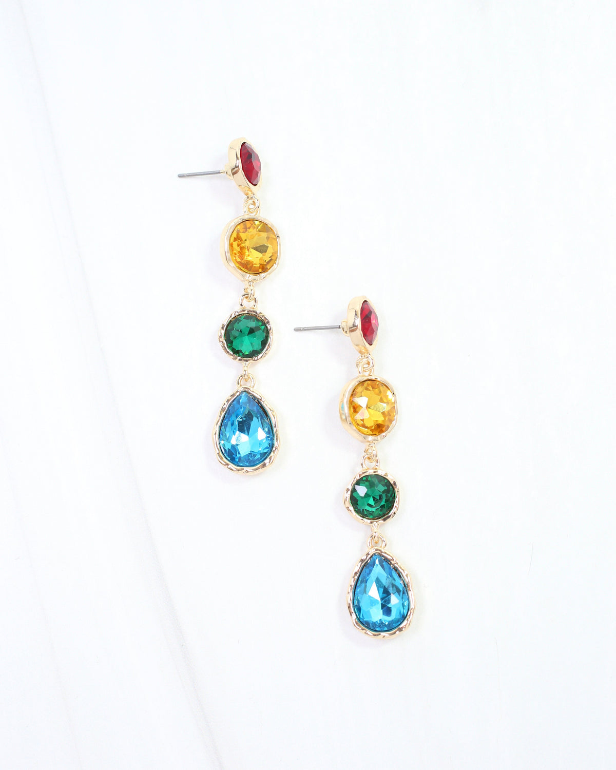 Sailish Linear Crystal Dangle Earring Dark Multi