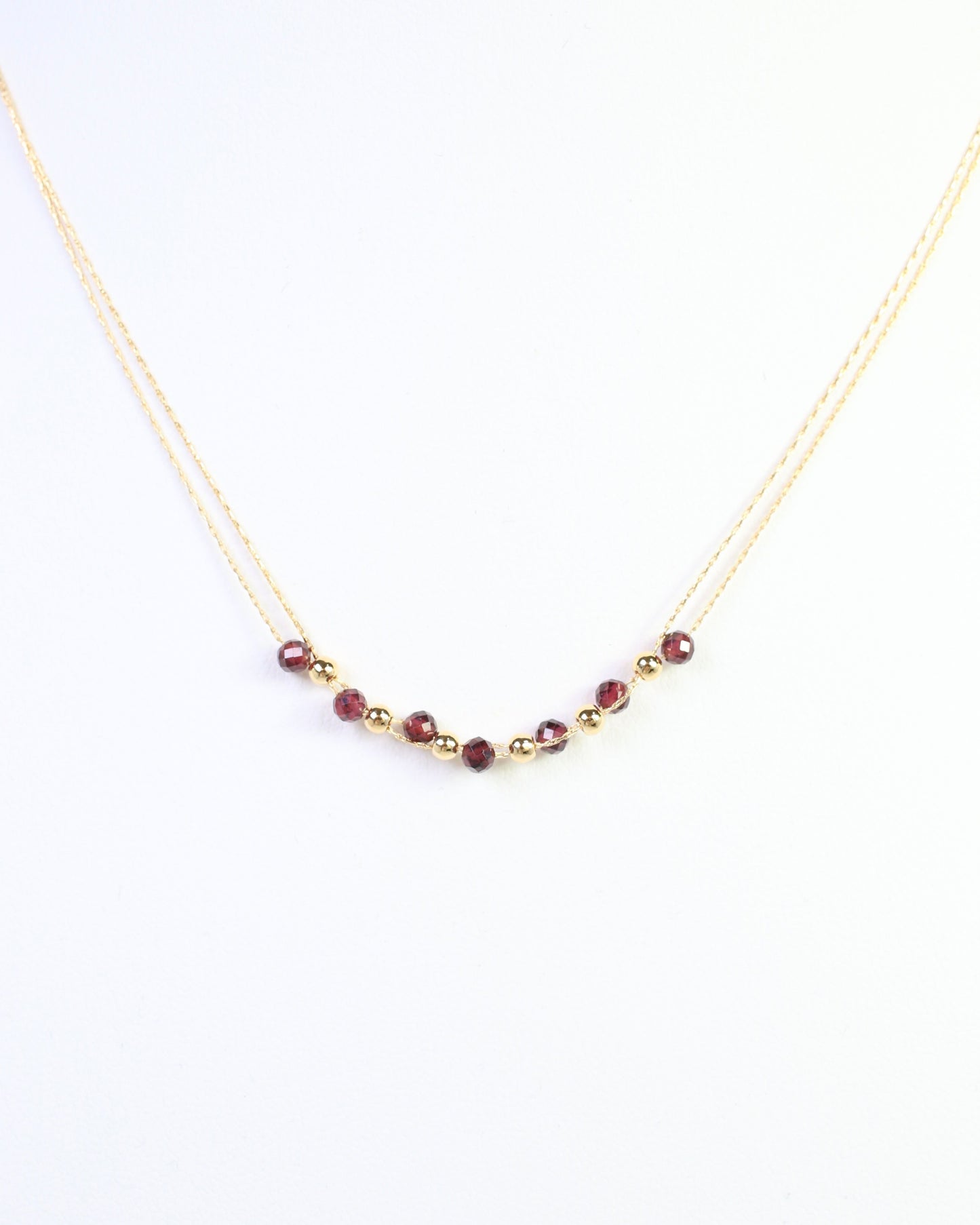 Paislee Double Strand Beaded Necklace Garnet