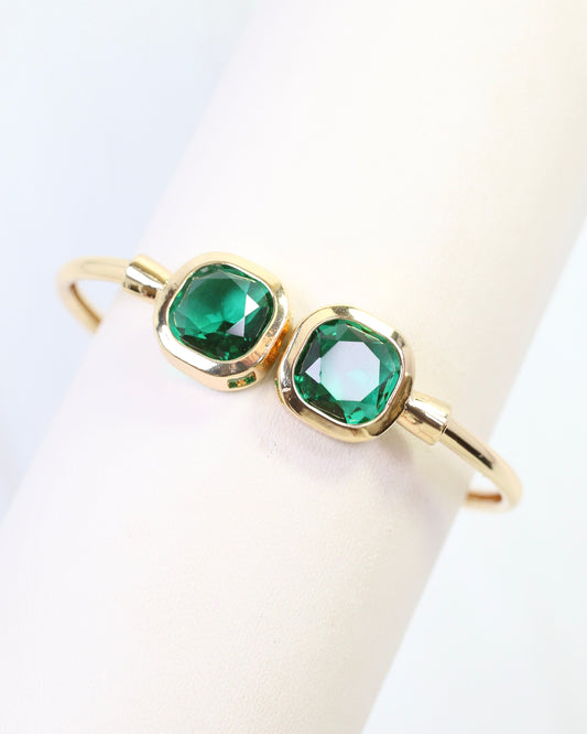 Kira Square Crystal Cuff Bracelet Emerald