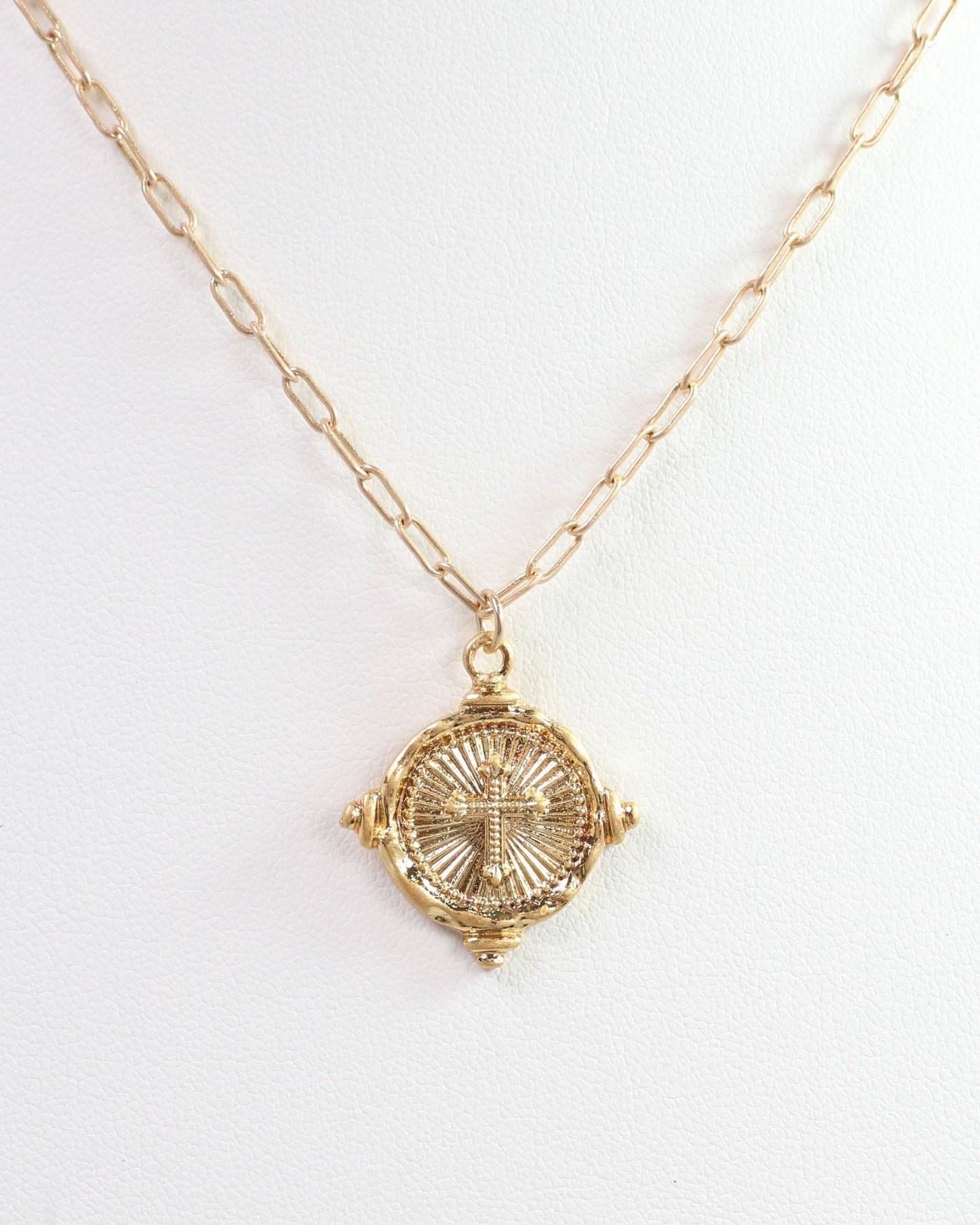 Capitola Cross Necklace Worn Gold