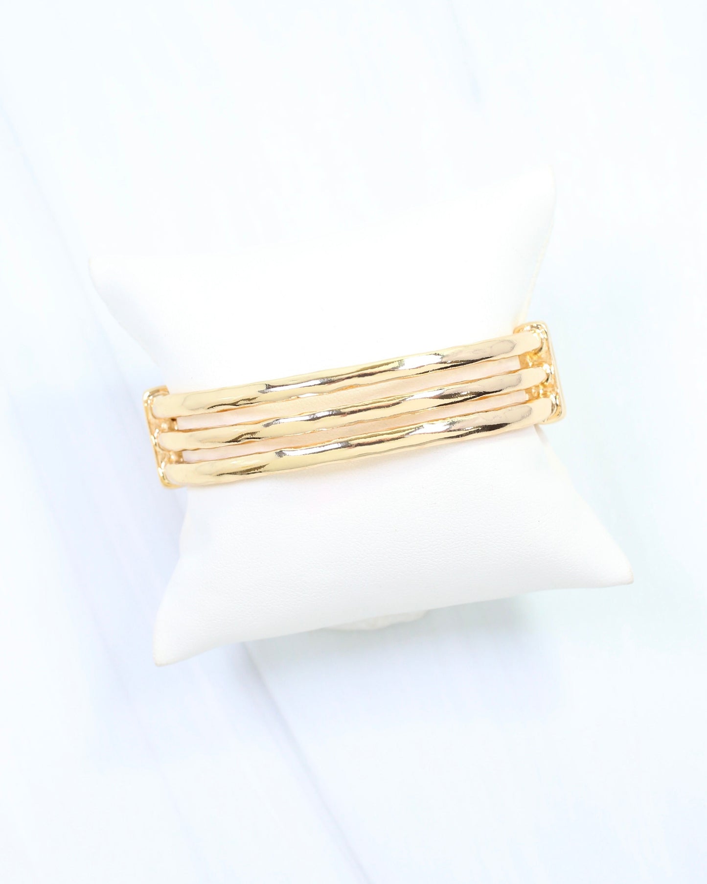 Katrina Three Row Hinged Bracelet Gold
