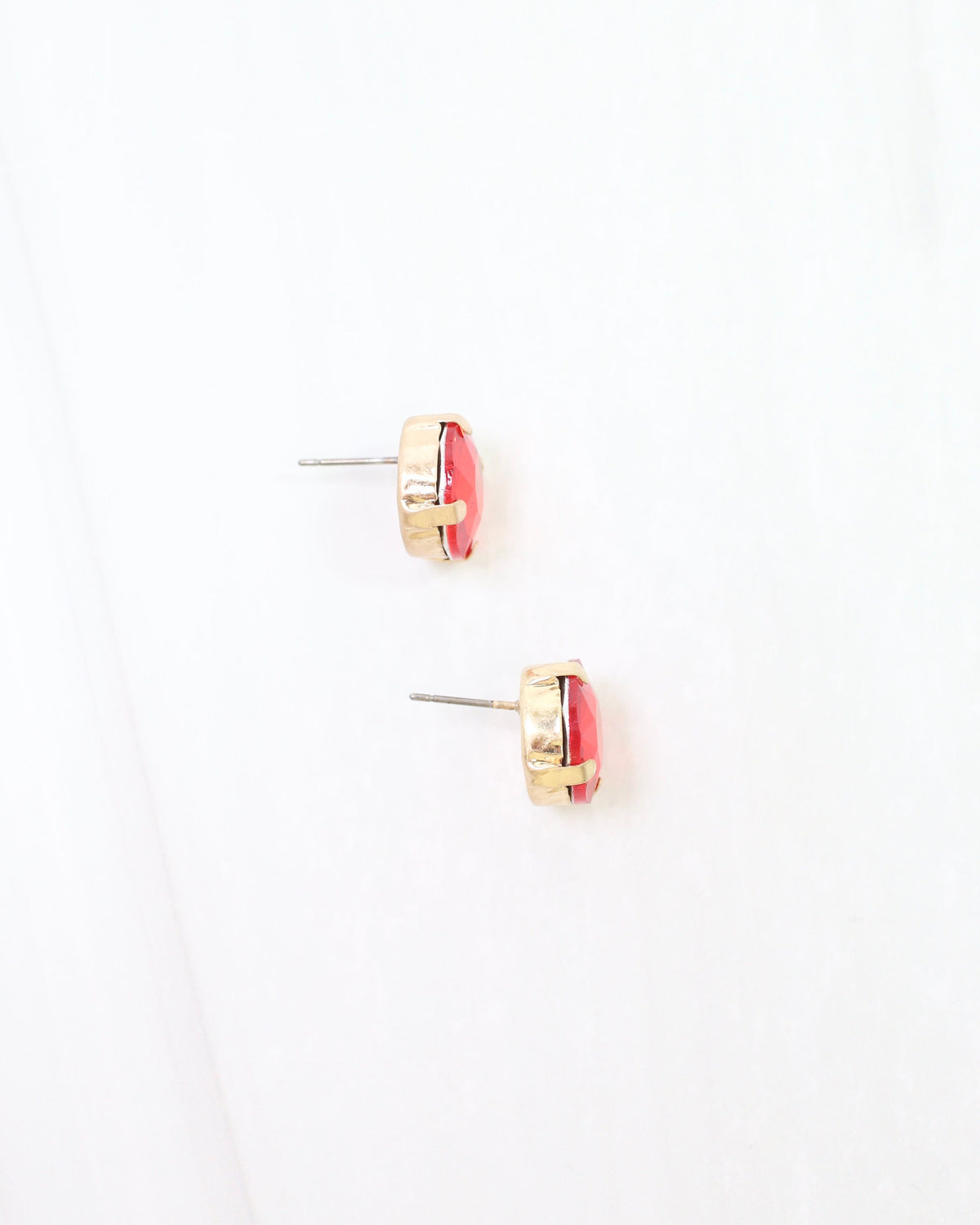 Andi Large Rhinestone Stud Earring Red