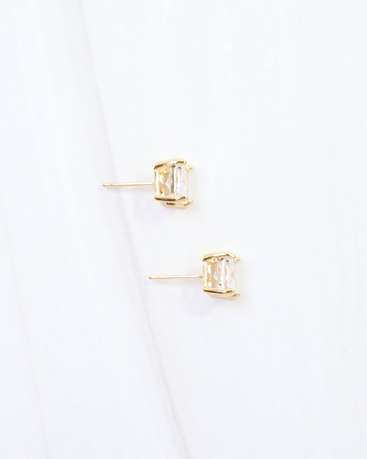 Liza Square CZ Stud Earring WR Gold