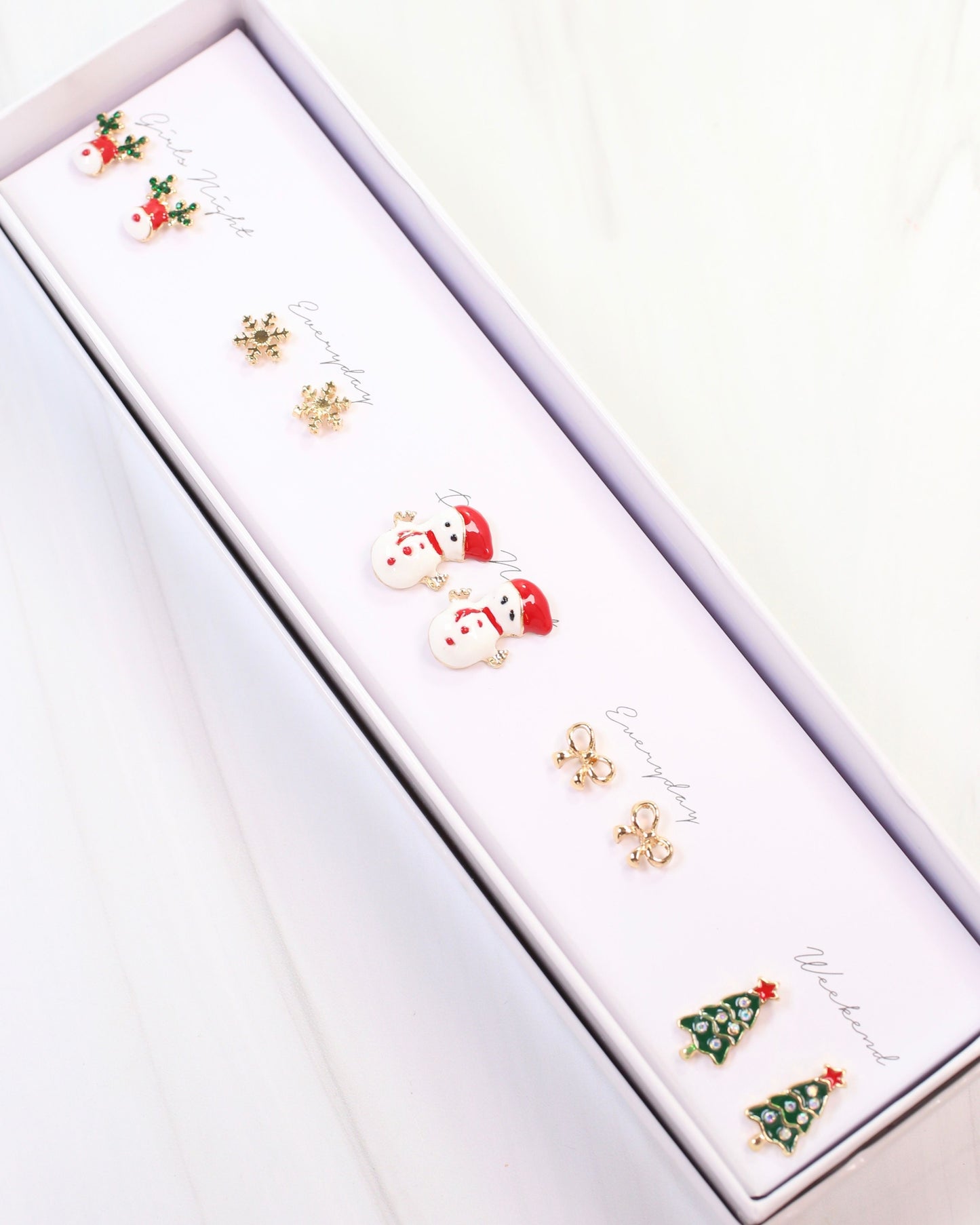 Friendly Frosty Earring Set White
