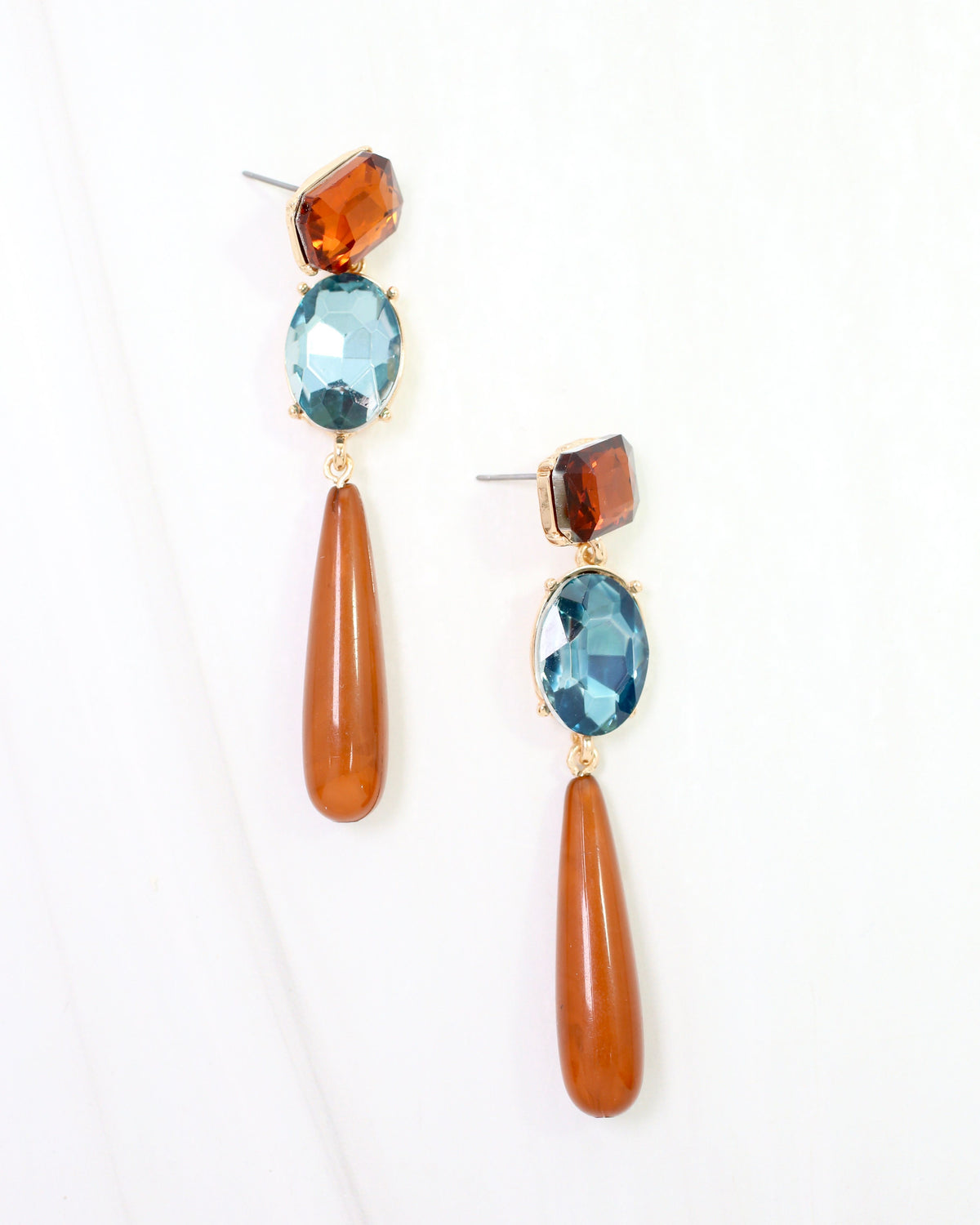 Leona Crystal Dangle Earring Brown