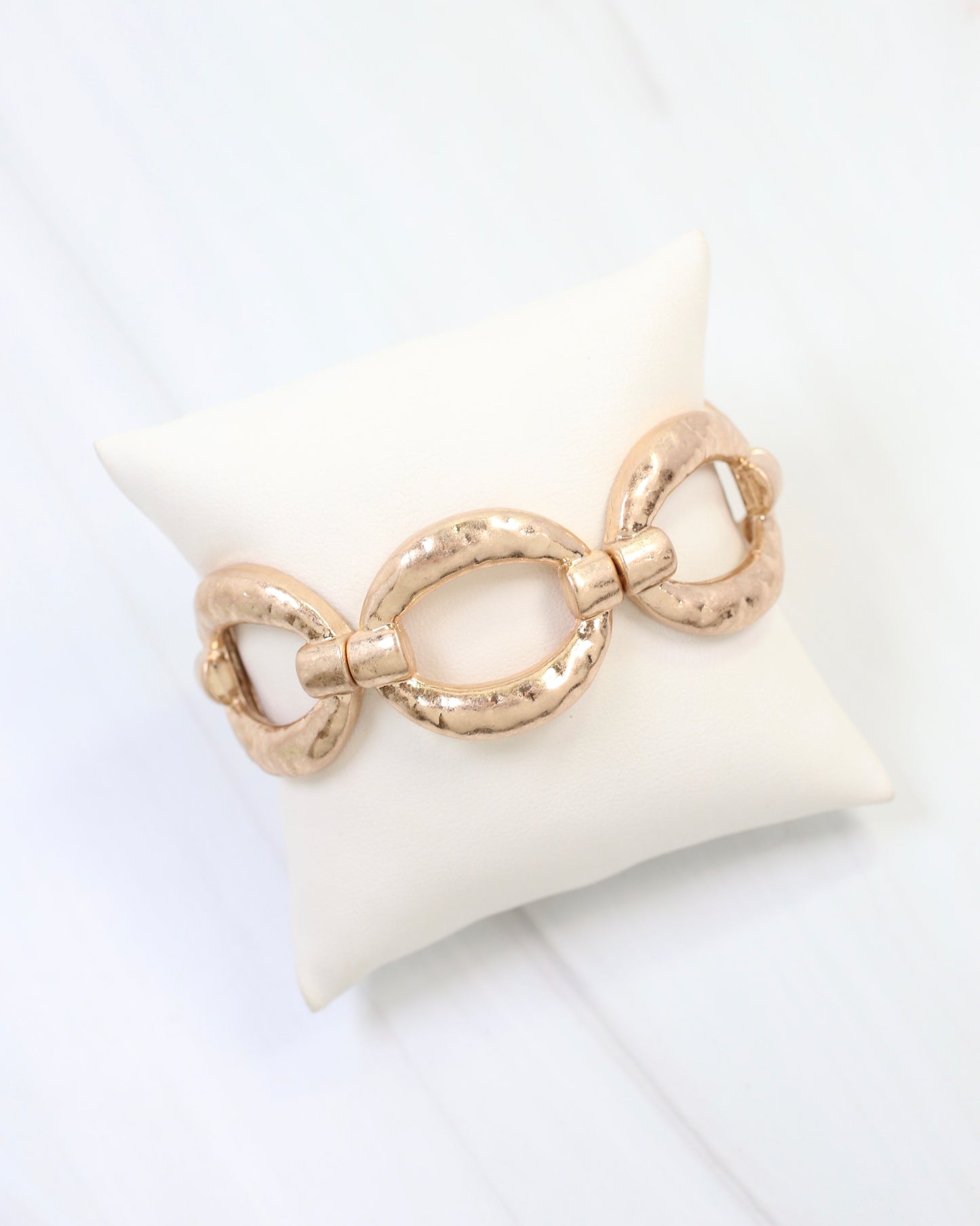 Fulton Hammered Stretch Bracelet Worn Gold