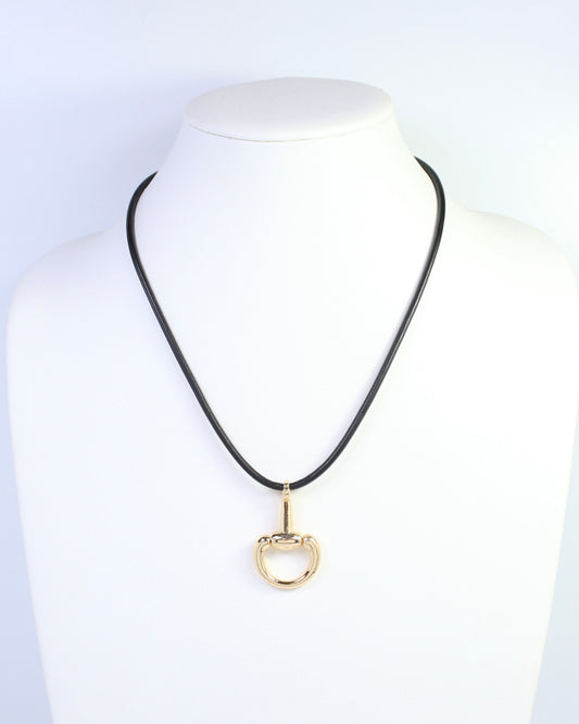 Finley Horsebit Cord Necklace Black