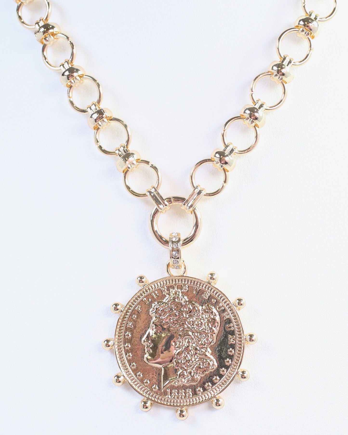 Chandra Coin Charm Necklace Gold