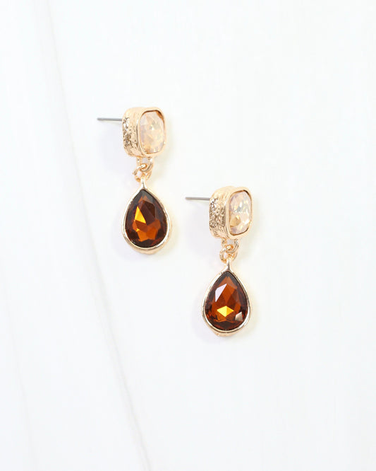 Roxanne Rhinestone Post Earring Topaz
