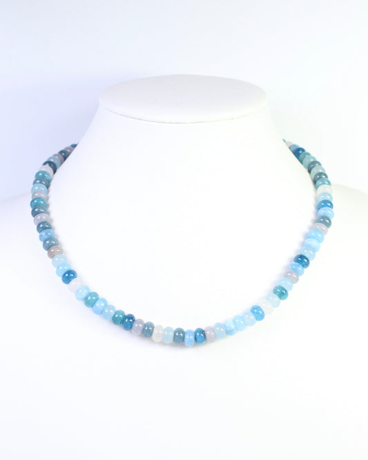 Gisela Stone Beaded Oval Clasp Necklace Blue Multi