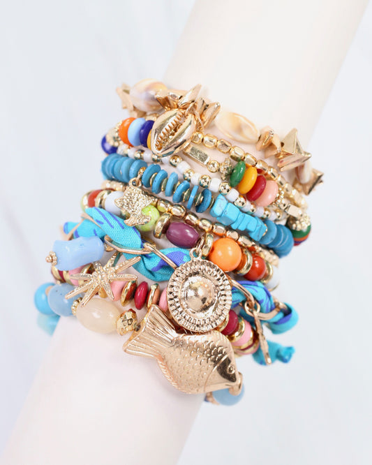 Urbana Beaded Stretch Bracelet Blue Multi