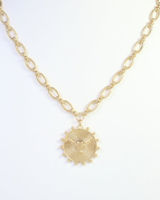 Carmen Coin Necklace Bull Worn Gold