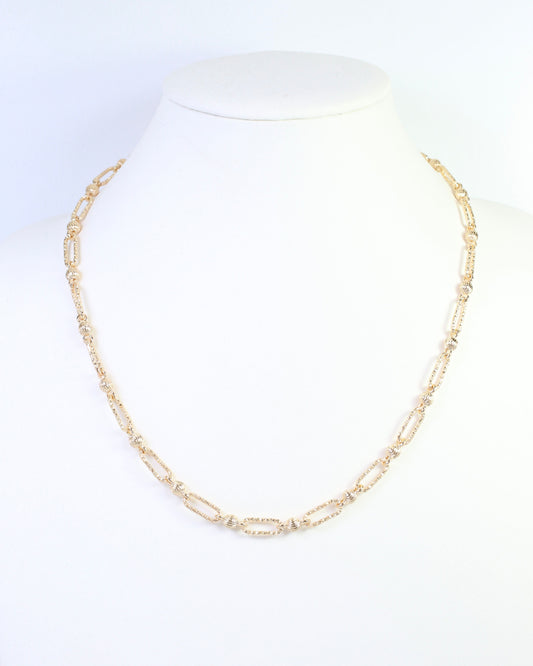Bankston Textured Bead and Link Necklace Gold