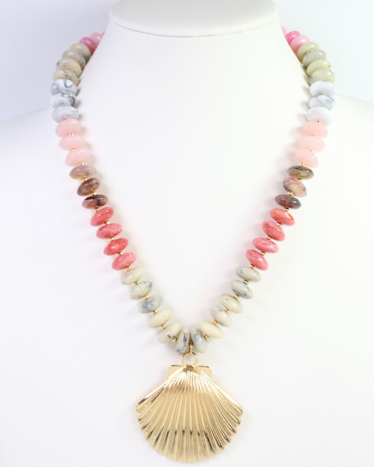 Scally Shell Beaded Necklace Pink Multi