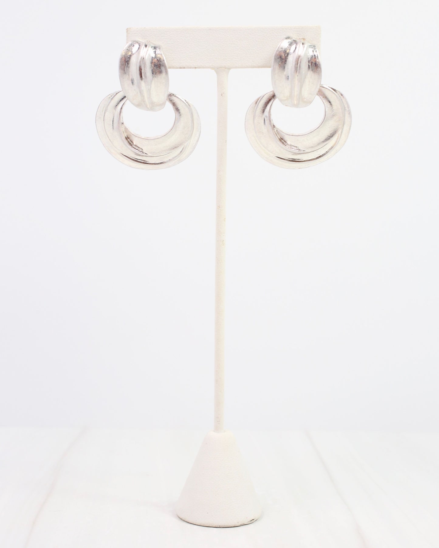 Brodie Circle Drop Earring Worn Silver