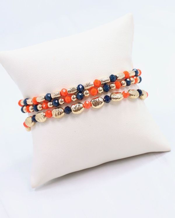 Spirit Beaded Bracelet Set Orange Navy