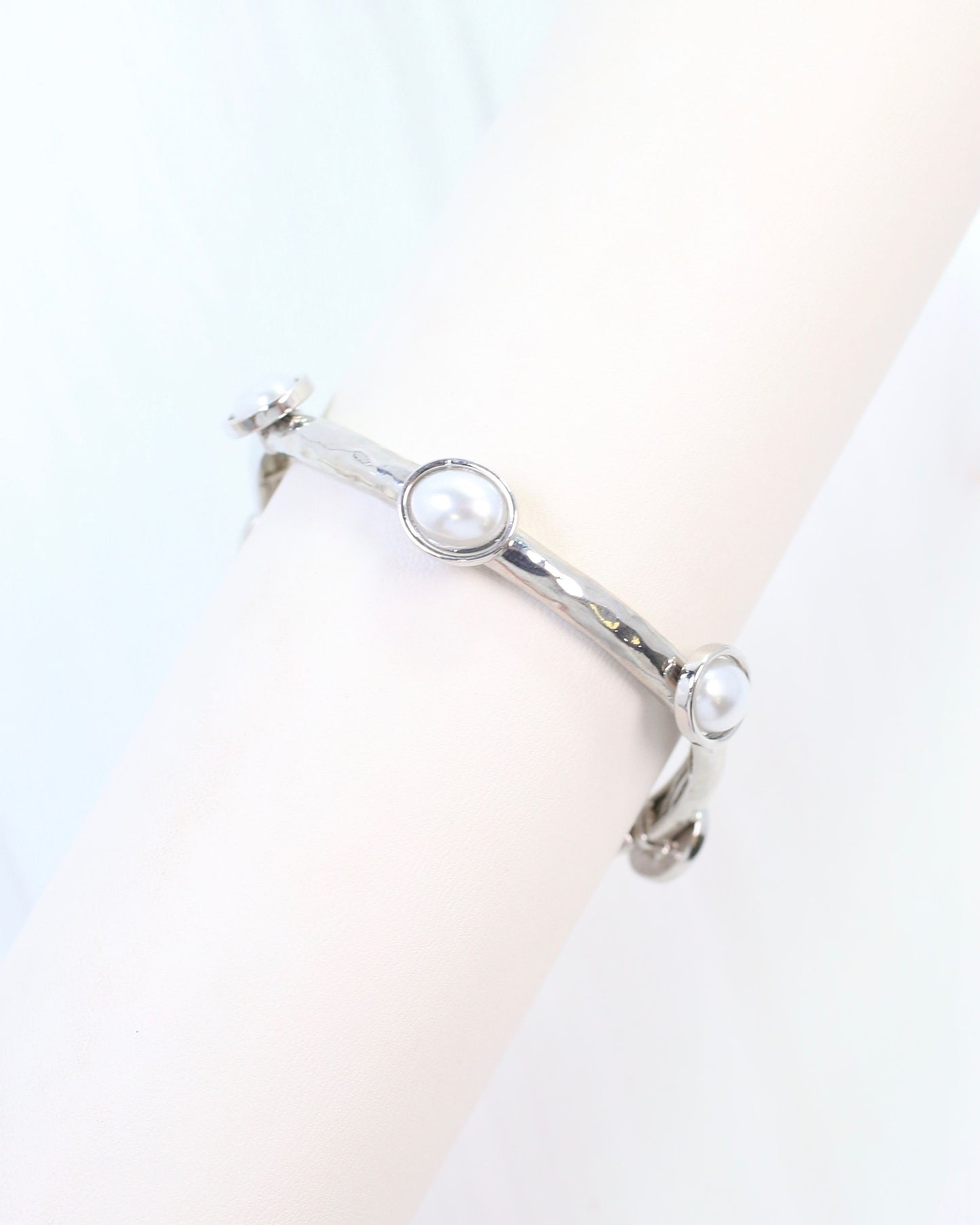 Piers Stretch Bracelet with Pearls Silver Pearl