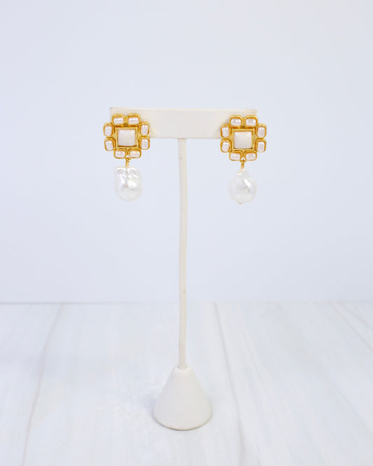 Cohoes Pearl Drop Earring Gold
