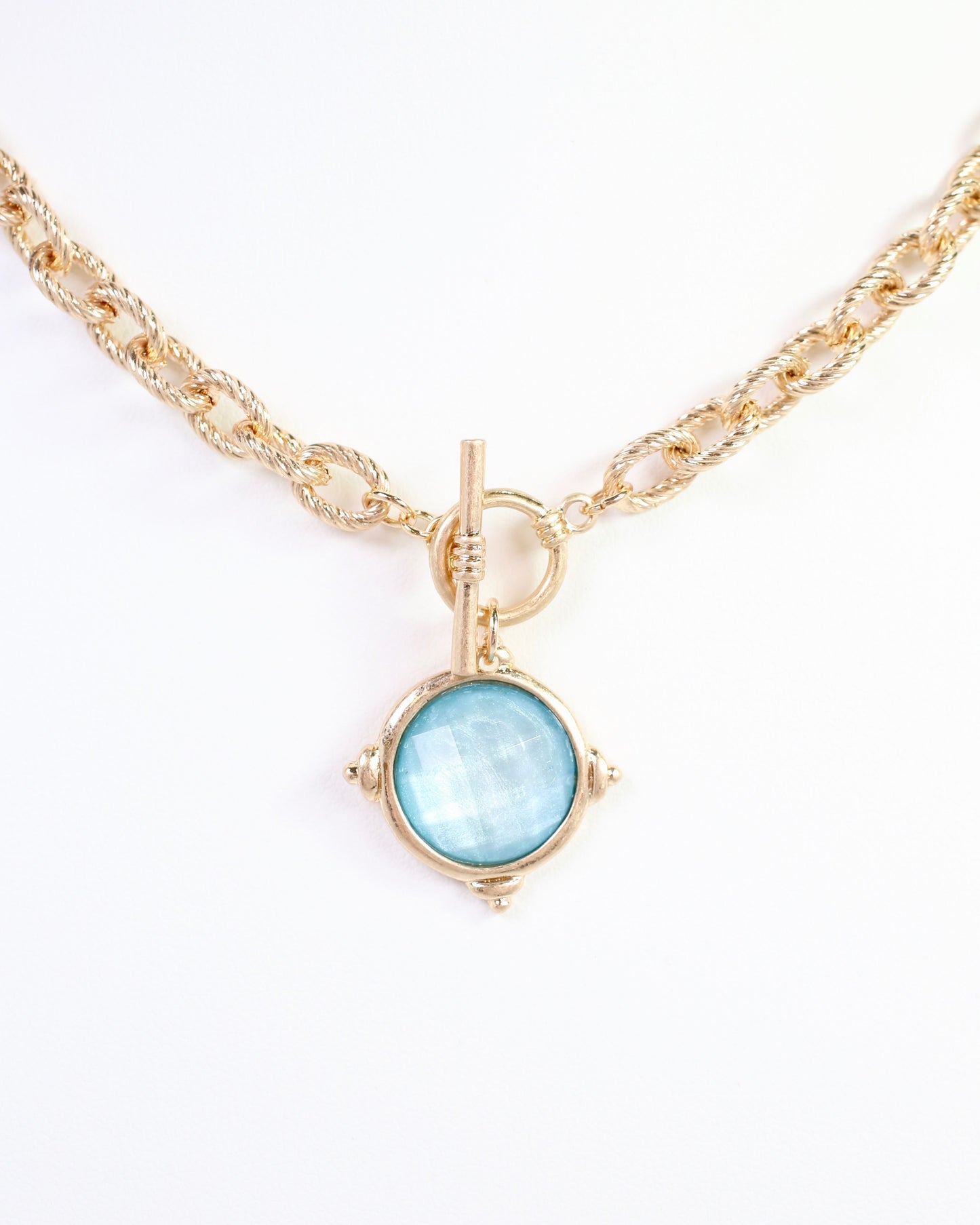 Rochester Faceted Link Necklace Turquoise