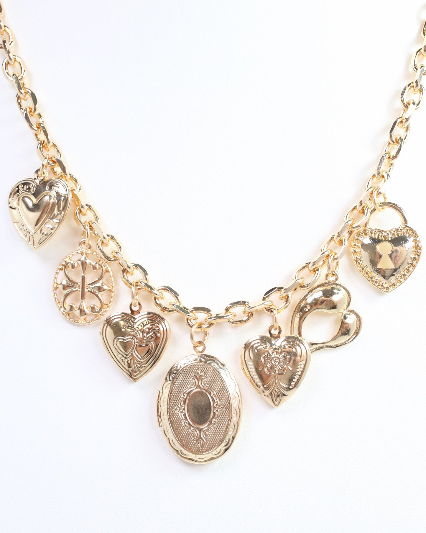 Fordham Locket Charm Necklace Gold