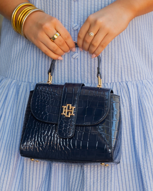 Tucker Handbag Navy Patent EC